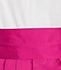 Jessica Howard 3/4 Cuff Sleeve Collared V-Neck Tie Sash Satin Ball Gown, Color:Fuchsia White - Image 3