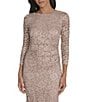 Jessica Howard 3/4 Sleeve Crew Neck Side Tuck Lace Gown - Image 4