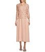 Jessica Howard 3/4 Sleeve Scoop Neck Soutache Mesh 2-Piece Jacket Dress, Color:Blush - Image 1