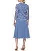 Jessica Howard 3/4 Sleeve Scoop Neck Soutache Mesh 2-Piece Jacket Dress, Color:Lake - Image 2