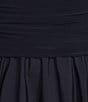 Color:Navy - Image 5 - Jersey Taffeta 3/4 Sleeve Portrait Collar Ruched A-Line Midi Dress