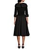 Jessica Howard Jersey Taffeta 3/4 Sleeve Portrait Collar Ruched A-Line Midi Dress, Color:Black - Image 2