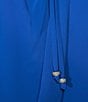 Color:Deep Blue - Image 3 - Boat Neck Tie Waist Chiffon Blouson Dress