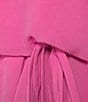Color:Orchid Blush - Image 3 - Boat Neck Tie Waist Chiffon Blouson Dress