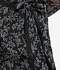 Color:Black Ivory - Image 5 - Long Sleeve Crew Neck Ruffle Skirt Printed Dress
