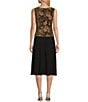 Color:Black/Gold - Image 4 - Metallic Floral Jacket Dress