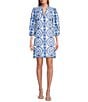Jessica Howard Petite Size Embroidered Shift Dress, Color:Royal - Image 1
