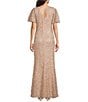 Jessica Howard Petite Size Flutter Sleeve V Neck Soutache Mesh Long Dress - Image 2