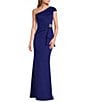 Jessica Howard Petite Size One Shoulder Ruched Waist Long Gown - Image 1