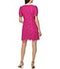 Color:Fuchsia - Image 2 - Petite Size Short Sleeve Boat Neck Lace Sheath Mini Dress