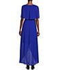 Color:Cobalt - Image 2 - Petite Size Split Sleeveless High-Low Belted Popover Dress