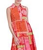 Jessica Howard Petite Size Sleeveless Collared Neck Patchwork Print Maxi Dress - Image 4