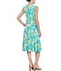 Color:Aqua - Image 2 - Petite Size Sleeveless Crew Neck Front Wrap Knot Floral Midi Dress