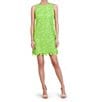 Color:Citron - Image 1 - Petite Size Sleeveless Crew Neck Lace Dress