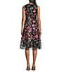 Jessica Howard Petite Size Sleeveless V-Neck Floral Embroidered Dress, Color:Navy/Multi - Image 2
