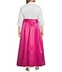 Jessica Howard Plus Size 3/4 Cuff Sleeve Collared V-Neck Tie Sash Ball Gown, Color:Fuchsia White - Image 2