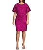 Jessica Howard Plus Size Boat Neck Soutache Sheath Dress, Color:Magenta - Image 1