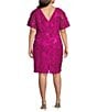 Jessica Howard Plus Size Boat Neck Soutache Sheath Dress, Color:Magenta - Image 2