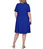 Jessica Howard Plus Size Crew Neck Short Sleeve Bow Front Scuba Crepe Midi Dress, Color:Cobalt - Image 2