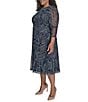 Jessica Howard Plus Size Floral Mesh Ruched Waist Midi Dress, Color:Navy Multi - Image 3