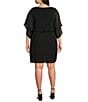 Color:Black - Image 2 - Plus Size Short Dolman Sleeve Round Neck Blouson Dress