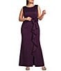 Jessica Howard Plus Size Sleeveless Cascade Ruffle Rosette Detail Long Dress - Image 1
