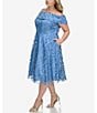 Color:Slate - Image 3 - Plus Size Mesh Sleeveless Off-The-Shoulder 3D Floating Flower Detail Fit and Flare Dress