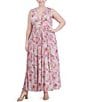 Color:Pink Multi - Image 1 - Plus Size Sleeveless V-Neck Floral Chiffon Maxi Dress