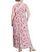 Color:Pink Multi - Image 2 - Plus Size Sleeveless V-Neck Floral Chiffon Maxi Dress