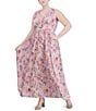 Color:Pink Multi - Image 3 - Plus Size Sleeveless V-Neck Floral Chiffon Maxi Dress