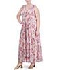 Color:Pink Multi - Image 4 - Plus Size Sleeveless V-Neck Floral Chiffon Maxi Dress