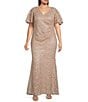 Jessica Howard Plus Size V-Neck Flutter Sleeve Soutache Gown - Image 1