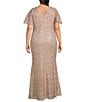 Jessica Howard Plus Size V-Neck Flutter Sleeve Soutache Gown - Image 2