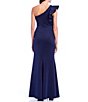 Color:Navy - Image 2 - Sleeveless One Shoulder Ruffle Scuba Mermaid Gown