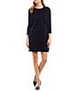Jessica Howard Scallop Rib Trim 3/4 Sleeve Open Front Bolero Shrug, Color:Navy - Image 3
