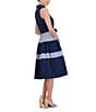 Color:Navy - Image 4 - Sleeveless Collar Neck Tie Waist Color Block Dress