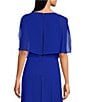 Color:Cobalt - Image 4 - Split Sleeve Tie Waist Round Neck High-Low Popover Dress