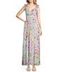 Color:Sky - Image 1 - Sleeveless V-Neck Ruffle Floral Chiffon Maxi Dress