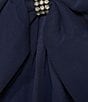 Color:Navy - Image 3 - Surplice V-Neck 3/4 Sleeve Bow Waist Gown
