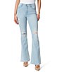 Color:Blinding Love - Image 1 - Adored High Rise Flare Leg Distressed Detail Jeans