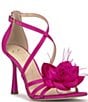 Color:Bright Pink - Image 1 - Allore Flower Feather Dress Sandals