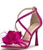 Color:Bright Pink - Image 5 - Allore Flower Feather Dress Sandals