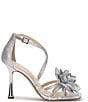 Color:Silver - Image 2 - Allore2 Rhinestone Flower Strappy Dress Sandals