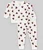Color:Sea Salt - Image 2 - Baby Girls 12-24 Months Long-Sleeve Valentine's Day Heart-Printed Sweatshirt & Matching Jogger Pants Set