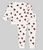 Color:Sea Salt - Image 3 - Baby Girls 12-24 Months Long-Sleeve Valentine's Day Heart-Printed Sweatshirt & Matching Jogger Pants Set
