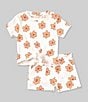 Color:Apricot - Image 1 - Baby Girls 12-24 Months Short Sleeve Crinkle Knit Tie Top & Short Set