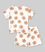 Color:Apricot - Image 2 - Baby Girls 12-24 Months Short Sleeve Crinkle Knit Tie Top & Short Set