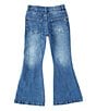 Color:Dark Wash - Image 2 - Big Girls 7-16 Full Length Flare Denim Jeans