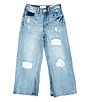 Color:Medium Wash - Image 1 - Big Girls 7-16 Wide Leg Destructed Jeans