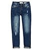 Color:Dark Blue Wash - Image 1 - Big Girls 7-16 Mid-Rise Emma Destructed Skinny Jeans